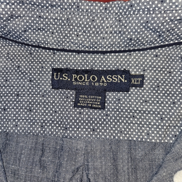 U.S. Polo Assn szXLT Blue Cotton Textured Denim Style Button Down E.U.C. - Picture 2 of 8